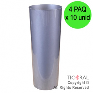 VASO TRAGO LARGO PP KV PLATA 280CC (4 pack x 10 unid)